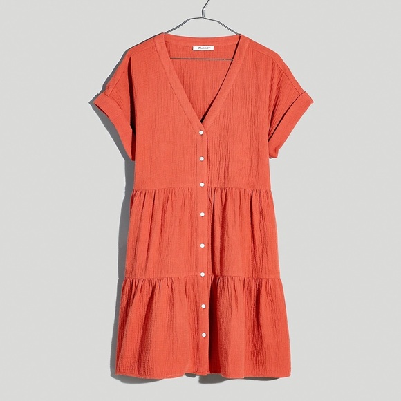 Madewell Mini Dress Cuff Sleeve Button Front Size XS NWT - Picture 5 of 9